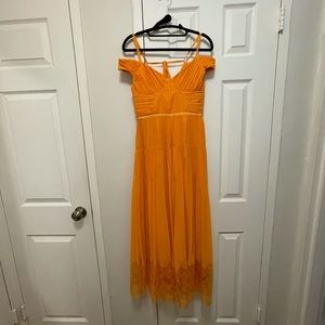 NWT Self Portrait Off Shoulder Orange Midi Dress